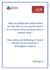 Risk, Safety and Wellbeing in Shared ‘Exempt’ Accommodation Cover