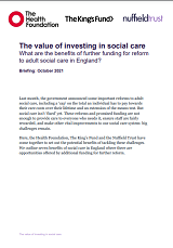The value of investing in social care cover 160