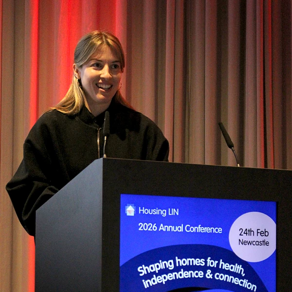 Carly Dickson speaking at HLIN Newcastle