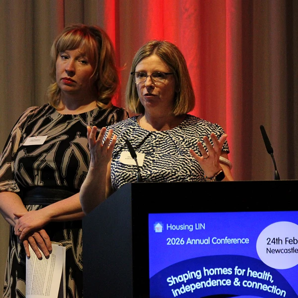 Katie Shepherd and Clare Lane speaking at HLIN Newcastle