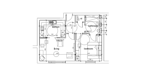 1 bed floor plan 2 Towse Court