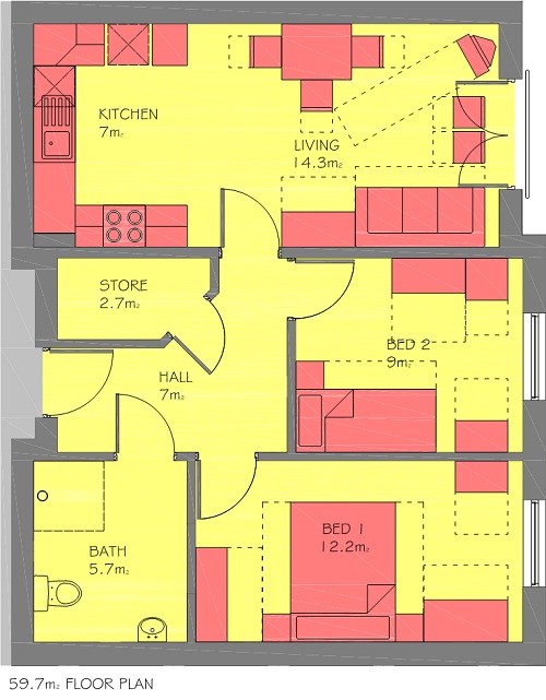 2 Bed Flat Floorplan