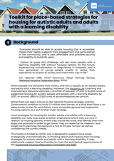 A toolkit for place-based strategies for housing for autistic adults and adults with a learning disability COVER
