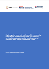  Exploring what works well and less well in a community-based drop-in model providing health and wellbeing services for people experiencing homelessness COVER