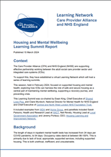 Housing and Mental Wellbeing Learning Summit Report COVER
