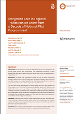 Integrated Care in England – what can we Learn from a Decade of National Pilot Programmes cover