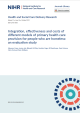 Integration effectiveness and cost of different models of primary health care providion for people who are homeless an evaluation study cover