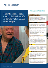 The influence of social care on delayed transfers of care (DTOCs) among older people - cover